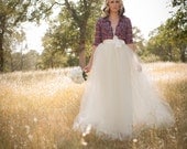 Country/Rustic Wedding Floor Length Adult Tulle Tutu Skirt with Satin Ribbon Sash Customize Your Colors  Retro