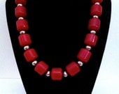 SALE... Plus Extra 10% off.  STRIKING Old Cherry Red Bakelite and Sterling Silver 925 Necklace
