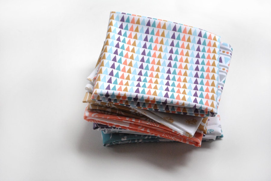 triangular stripes - pastel fabric - fat quarter - triangle fabric - geometric fabric