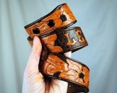 Vintage Tooled Leather Floral Belt - Les