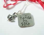 SALE -Refuse To Sink Anchor Necklace - Hand Stamped Sterling Silver Necklace