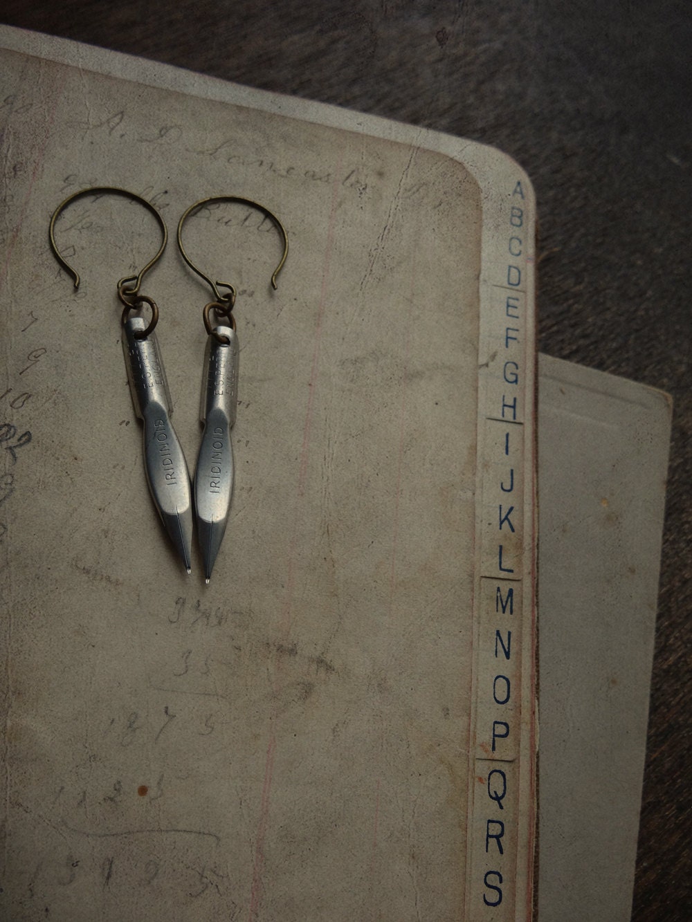 Unusual Antique Pen Nib Earrings - Scribbles No. 038