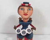Ms. USA Doll Patriotic Folk Art Doll Wood Carving by LLA Carve
