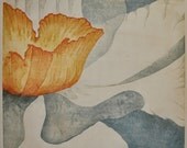 Huge Original Hand Pulled Fine Art Print - Narcissus No. 2 Woodblock Reduction Print - 3 FT- OOAK Small Edition