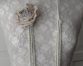 SALE - OOAK pearl and fabric rose necklace by Fairytale13 - ivory lace tone