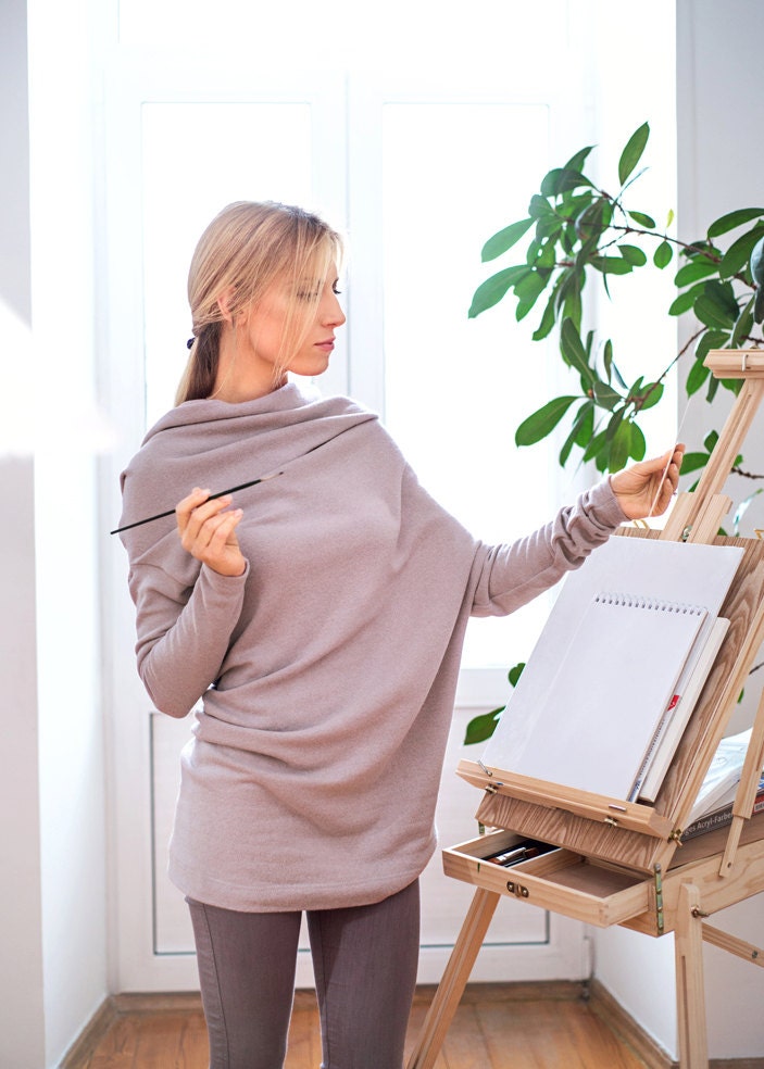 Dusty Rose Asymmetric Warm LeMuse long Sweater