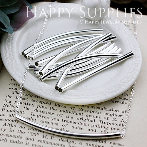 20pcs Nickel Free - 60x3mm Silver Plated Brass Filled tube / Spacer Bar  (ZZ138)