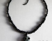 necklace - Skull - handmade skull, gothic, memento mori, neovictorian, dark, mourning, rockabilly, gothabilly