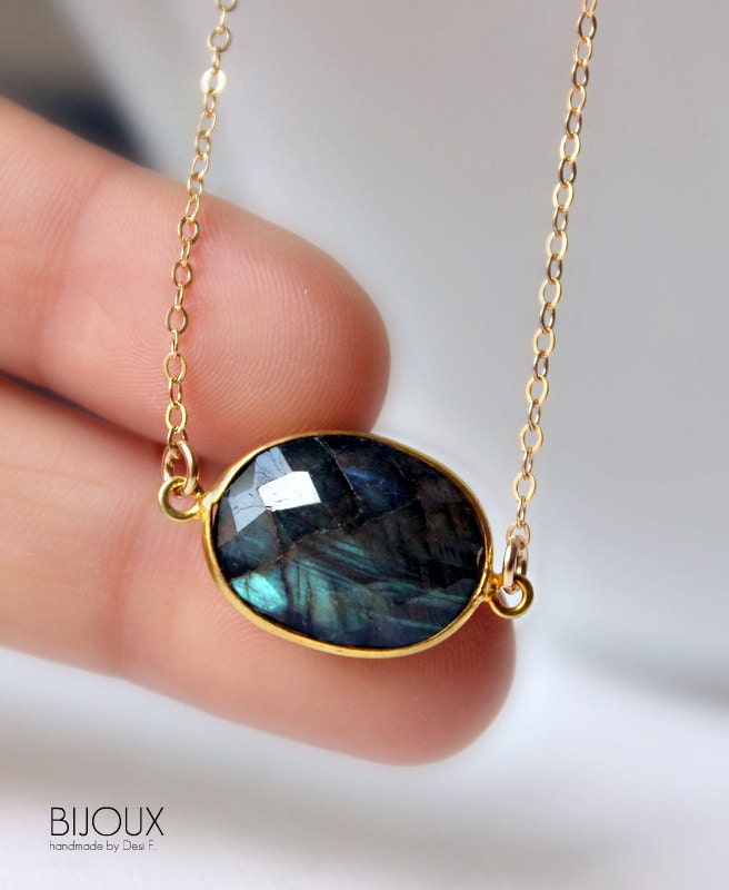 Labradorite Bezel Set Necklace - 14K Goldfilled