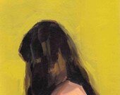 Portrait in Yellow . giclee digital art print poster of painting . 16 x 20 inches on 17 x 22 inch paper