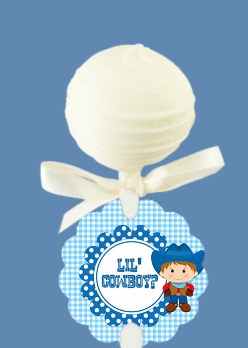 12 Cake Pop Tags, Cowboy, Cowgirl, Baby Gender Reveal Party, Baby Shower Il_570xn