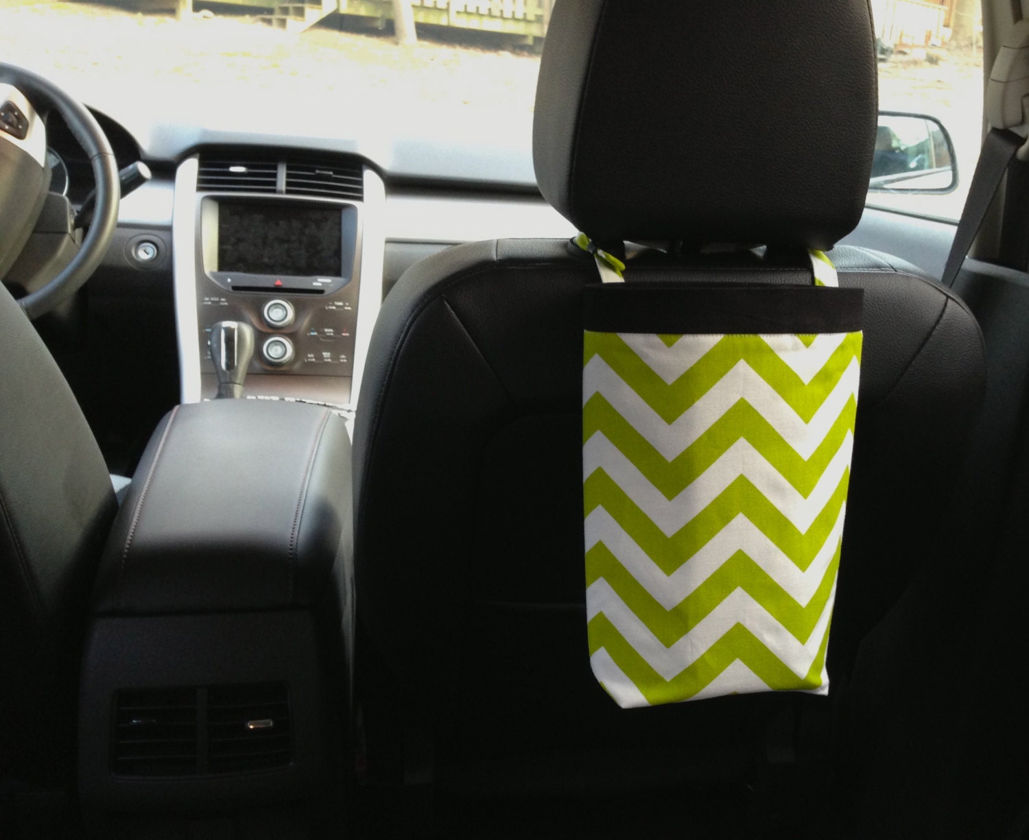 Car Trash Bag CHEVRON LIME GREEN, Women, Men, Car Litter Bag, Auto Accessories, Auto Bag, Car Organizer