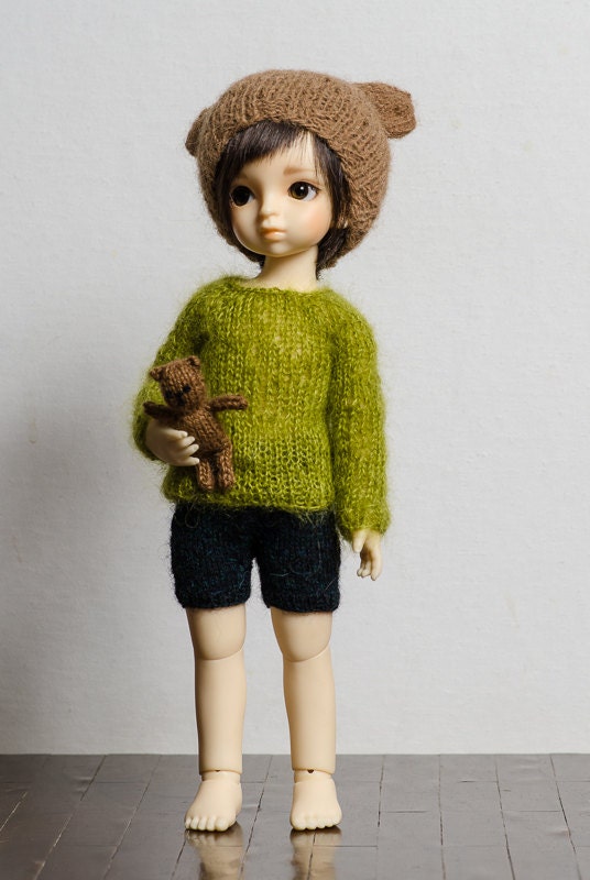 Bjd YoSD, mohair sweater in Moss Green