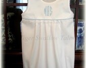 Monogram Baby Boy or Girl Bubble, Sun Suit, 3 - 24 mo., White/White White/Ecru White/Blue, White/Pink