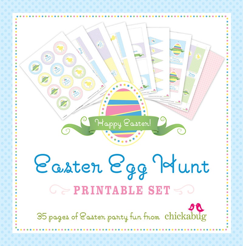 INSTANT DOWNLOAD Easter Egg Hunt DIY printable set - 35 pages of sweet Easter printables Il_170x135
