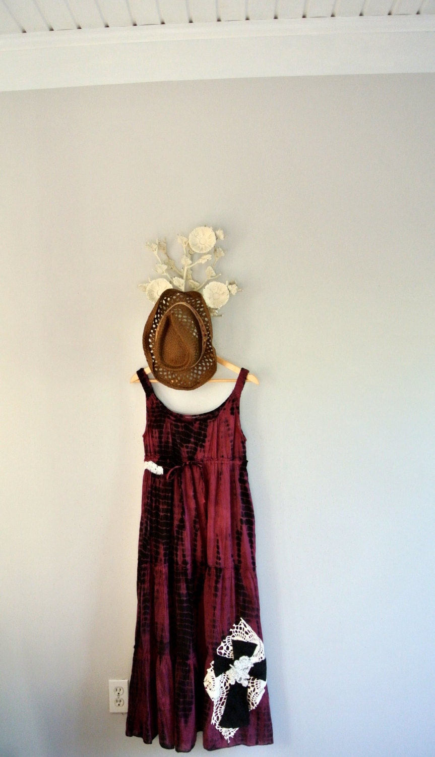 Maxi dress, summer festival sundress, boho style, hippie chic, Cowgirl cross collection, women's clothing, true rebel clothing, M