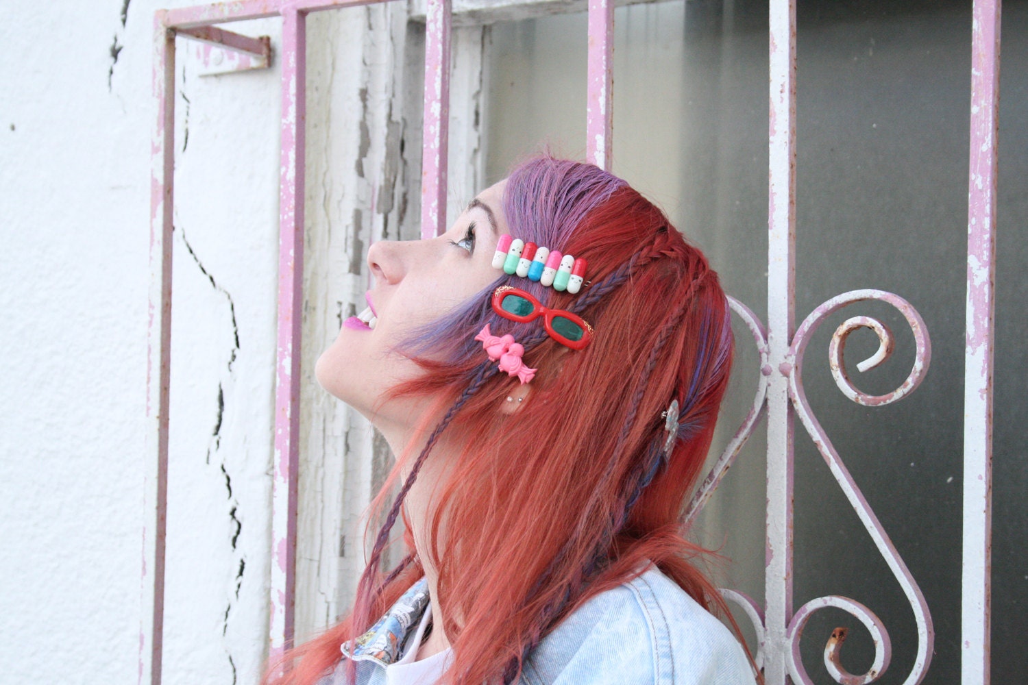 1980s Bird VIntage Barretes - Pastel Pink - Soft Grunge