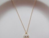 Skull Necklace - Everyday Pave Rhinestone Jewelry 16K Gold