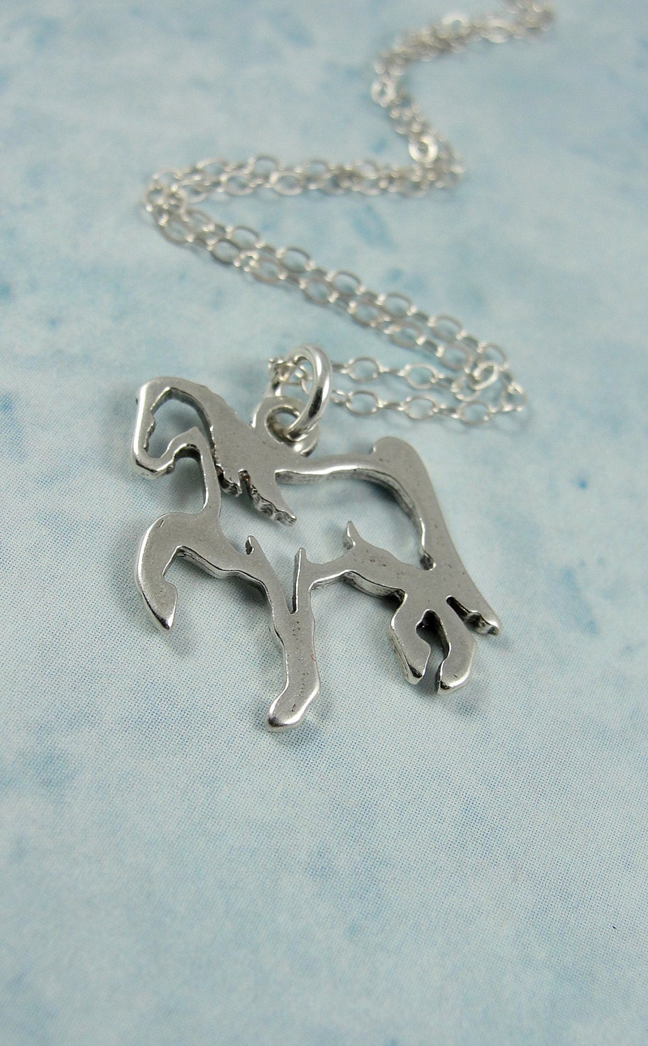 Horse Outline Necklace, Sterling Silver Horse Charm on a Silver Cable Chain
