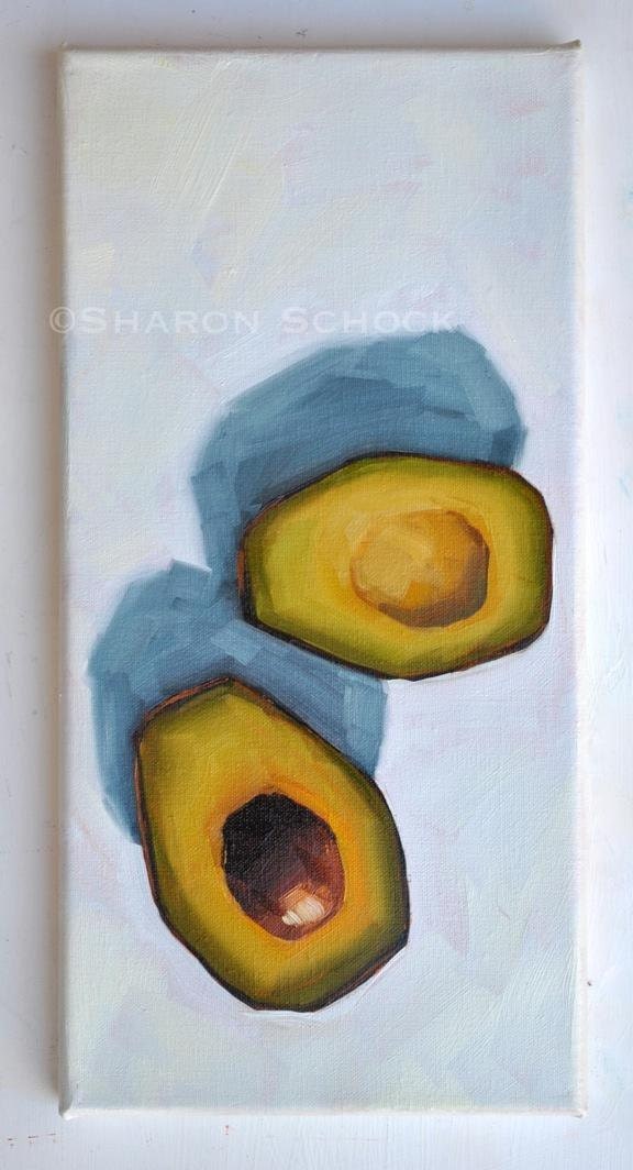 Moving Sale - Avocado Still Life Painting - Vertical Avocado - 6x12