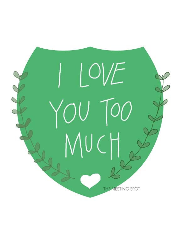 I Love You Art Print in Green, Yellow, Blue, or Pink - 8 x 10 or 5 x 7