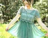 Crochet Lace Top... Romantic Boho Tunic Length Blouse... Hand Dyed... BALLERINA Of The GREEN WOOD (s)