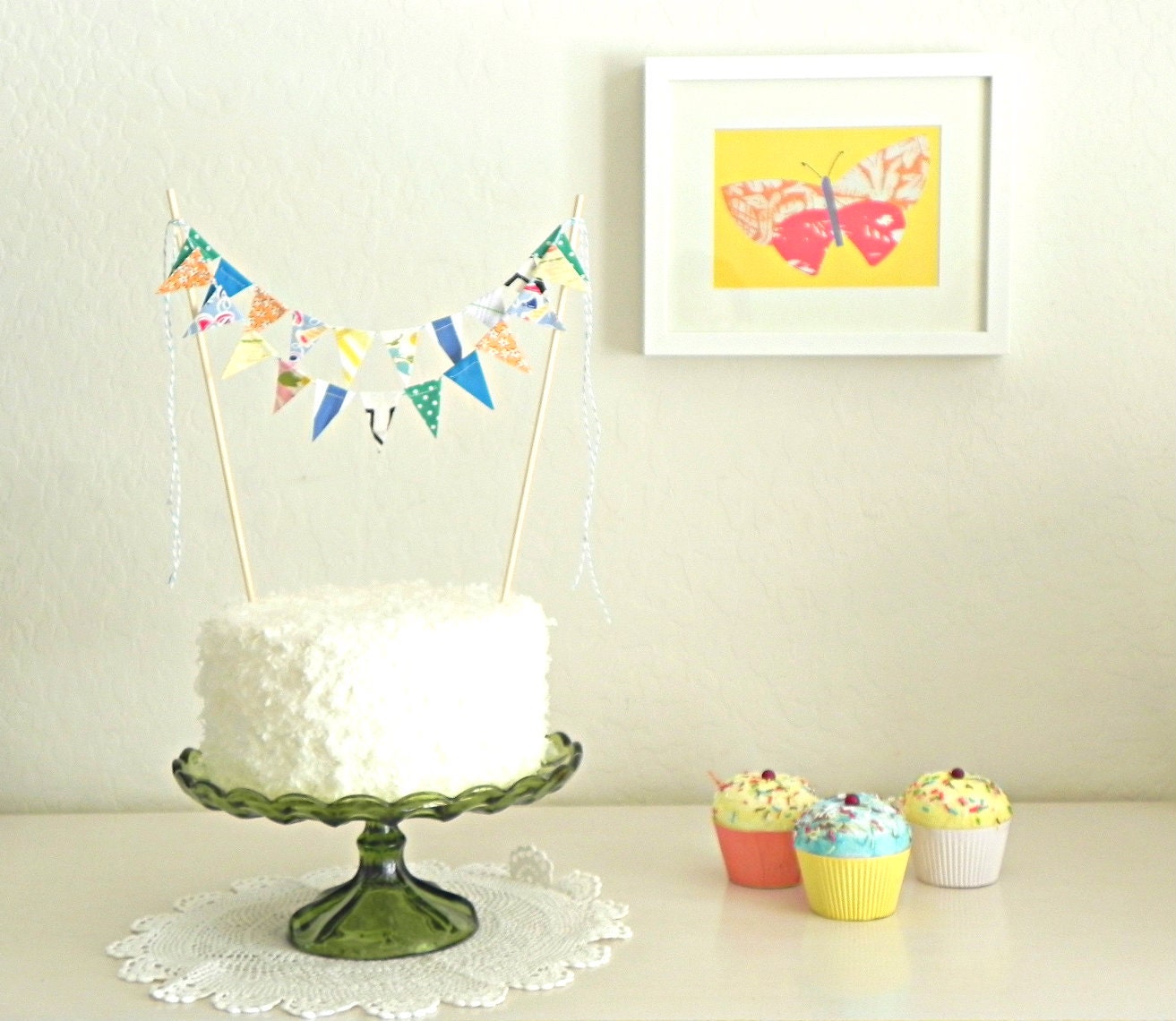 Blue Loden Fabric Cake Bunting Decoration - As Seen On HGTV Blog Il_170x135