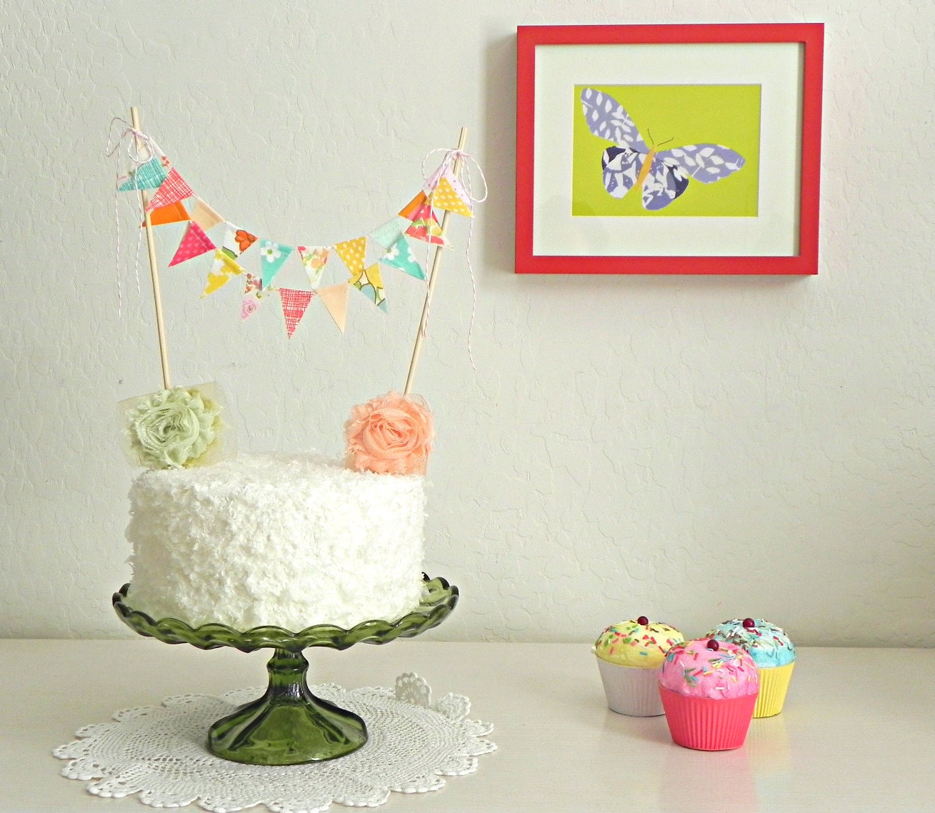 Gumball Circus Vintage Fabric Cake Bunting Decoration Il_570xn