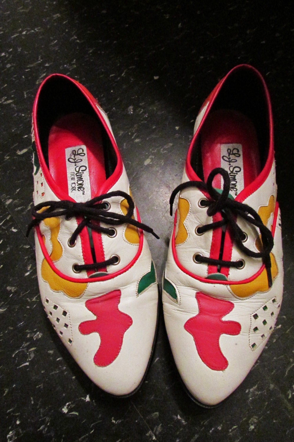 80s NEW WAVE funky artsy OXFORD shoes multicolor 8