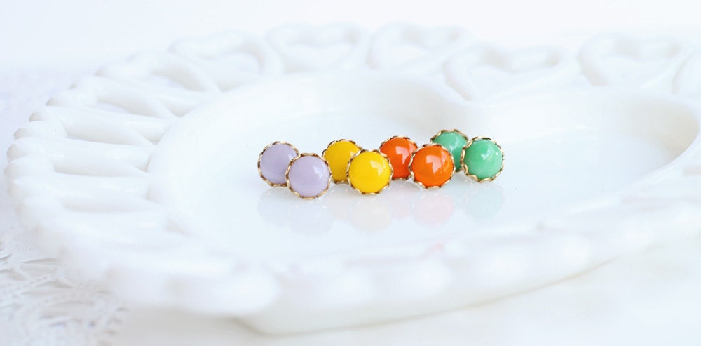 Colorful Vintage Glass Studs
