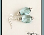 Aqua Teardrop Earrings / Light Cyan / Large Dangle / Briolette / Quartz / Aqua and Silver