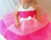 Sleeping Beauty Dress, Aurora: Hot Pink Light Pink and White lined tutu dress, glitter and sparkle, princess birthday party, disney trip