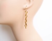 Oversized Gold Curb Chain Dangle Earrings