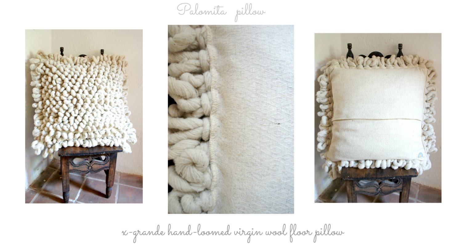 P a l o m i t a  Xtra-Grande Floor Pillow with Hand-Loomed Wool Bouclé Textile in  C R E A M  (Available for Special Order Only)