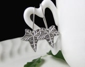 Ivy Leaf Earrings, Silver Ivy Drop Earrings.