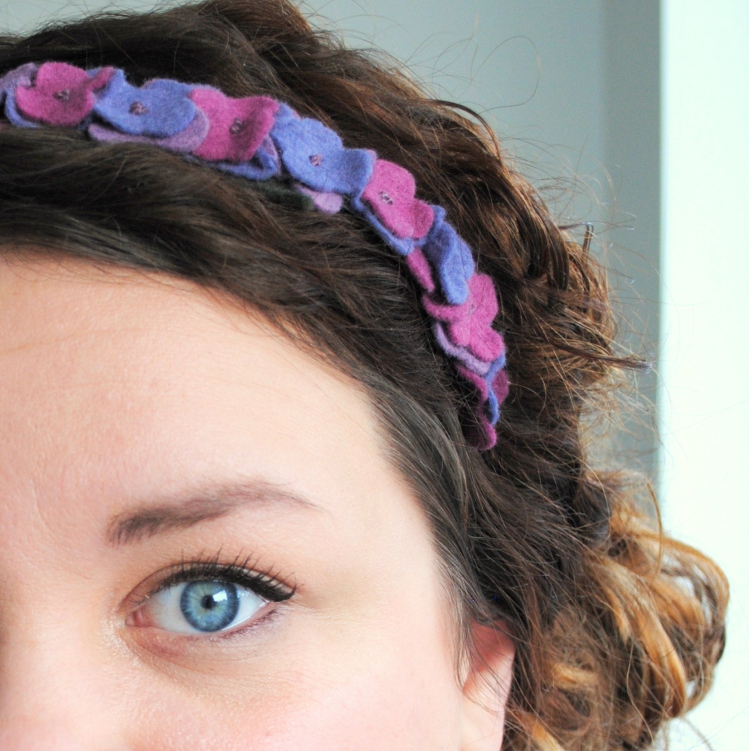 Purple Hydrangea Flower Crown Headband - Felt Flower Statement Hair Accessory - Purple Bridal Flower Headband