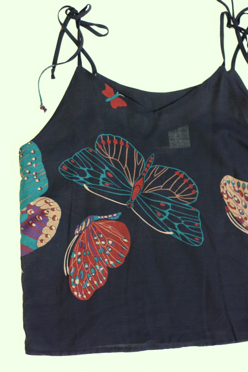 BUTTERFLY Sleeveless Tie Strap Cotton Tank by Kings Row CA - Size M
