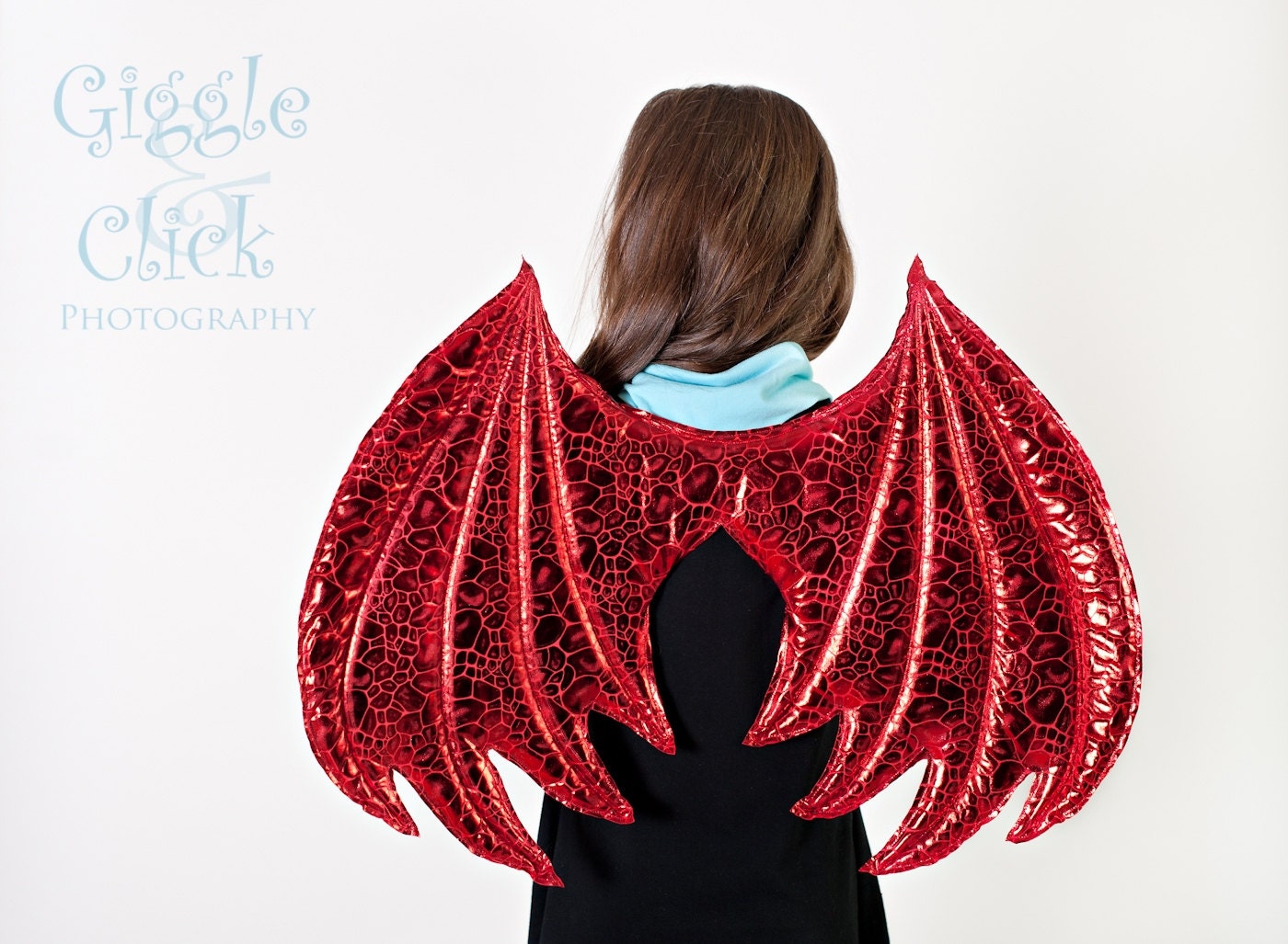 Red Textured Metallic Dragon Wings, Gold pair of wings donated to child in chemo with purchase,  wire free, kids dress up wings, photo prop