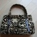 Tapestry Handbag / 60s Modern Carpet Purse / Mid Size Handbag / Leather Purse /  Dotted Florals