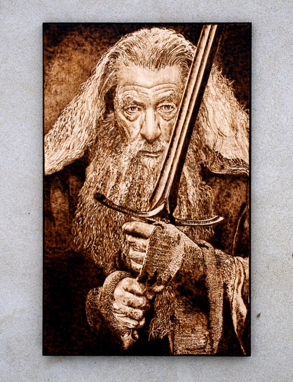 Lord of the Rings GANDALF woodburned art