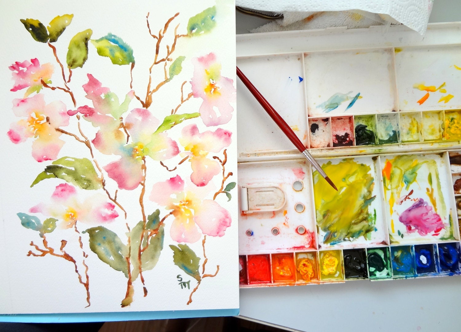 Dogwood Inspiration, Original Watercolor Flower Painting, 9x12