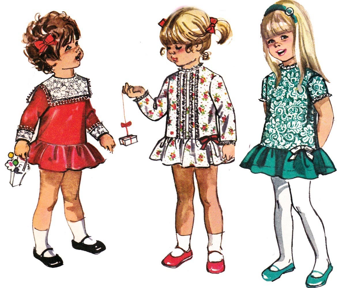 Vintage Sewing Pattern Simplicity 9089 Toddler Girls Dress Size 2 Chest 21 inches