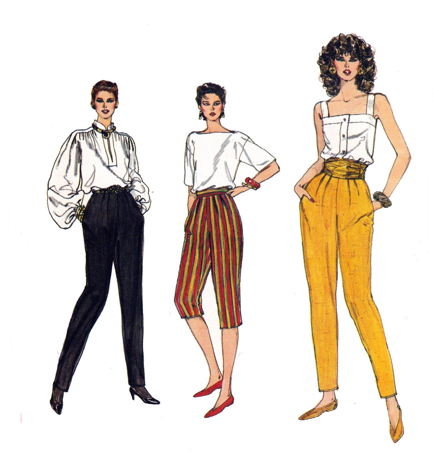 1980s Vintage Sewing Pattern Vogue 8338 Pleated High Waist Pants or Pedal Pushers Size 12 UNCUT FF