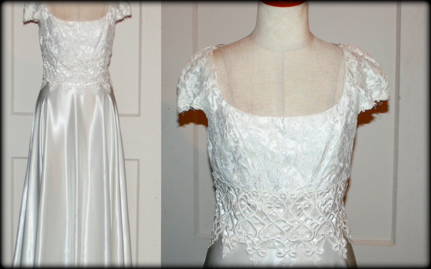 Vintage Scott McClintock White Lace Wedding Babydoll Dress Women's Size 6