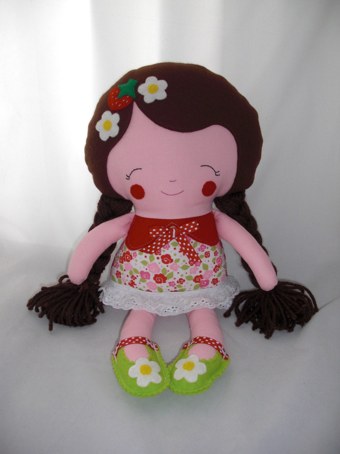Cloth Doll, Handmade baby doll, Strawberry Dress up doll, Made to order
