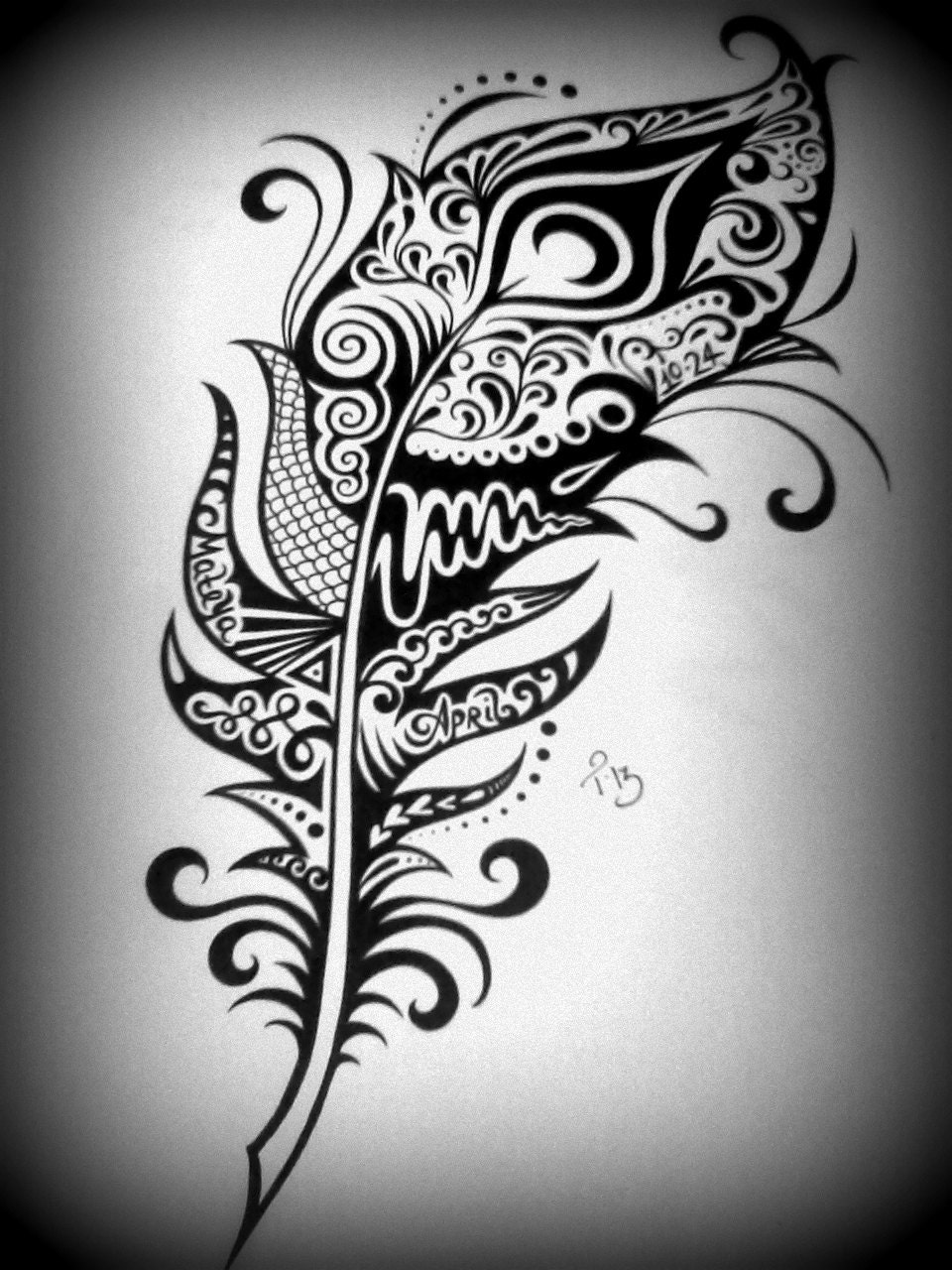 Custom Ink Drawing Black & White Commissioned Artwork GREAT TATTOO Designs Half  Page