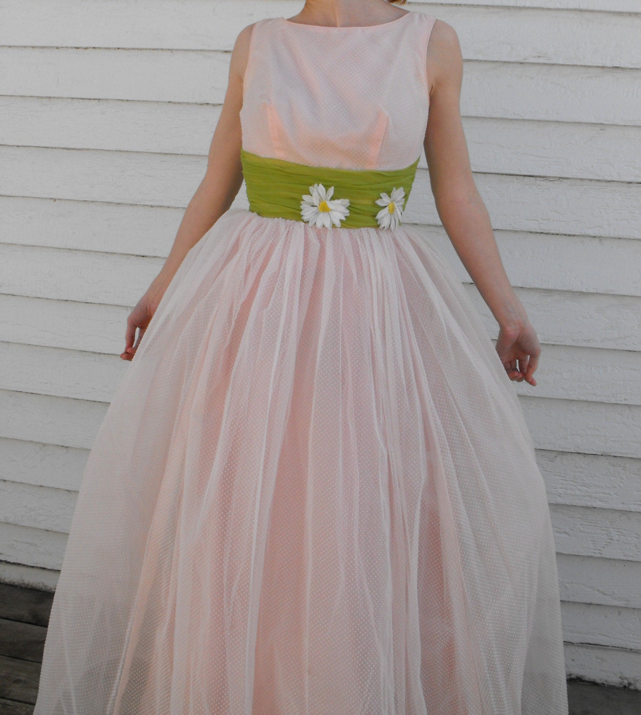 Vintage 60s Prom Dress Pink Tulle Party Wedding Cupcake XS