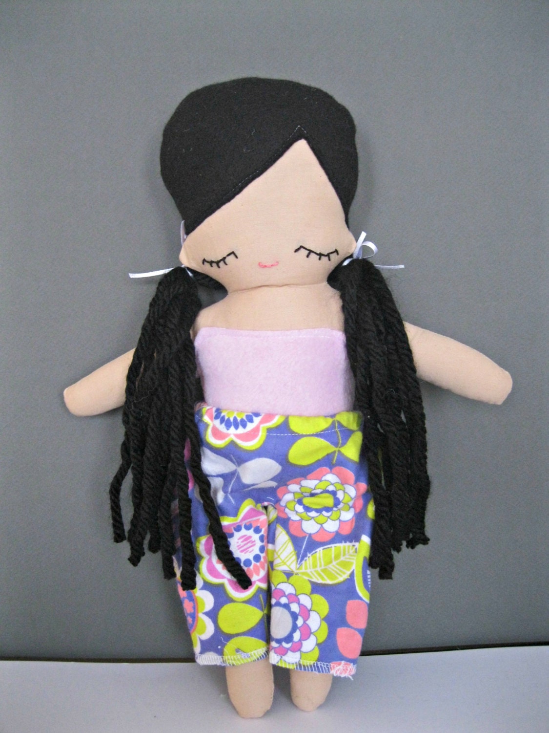 Rag Doll Softie - Bedtime Plushie Sleepy Samantha, Black Hair