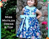 PDF Girls Dress Pattern - Miss Matilda Dress and Top, Size 6 Month - 10 Years by The Cottage Mama