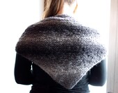 Gray ombre light weight triangle scarf hand knit.